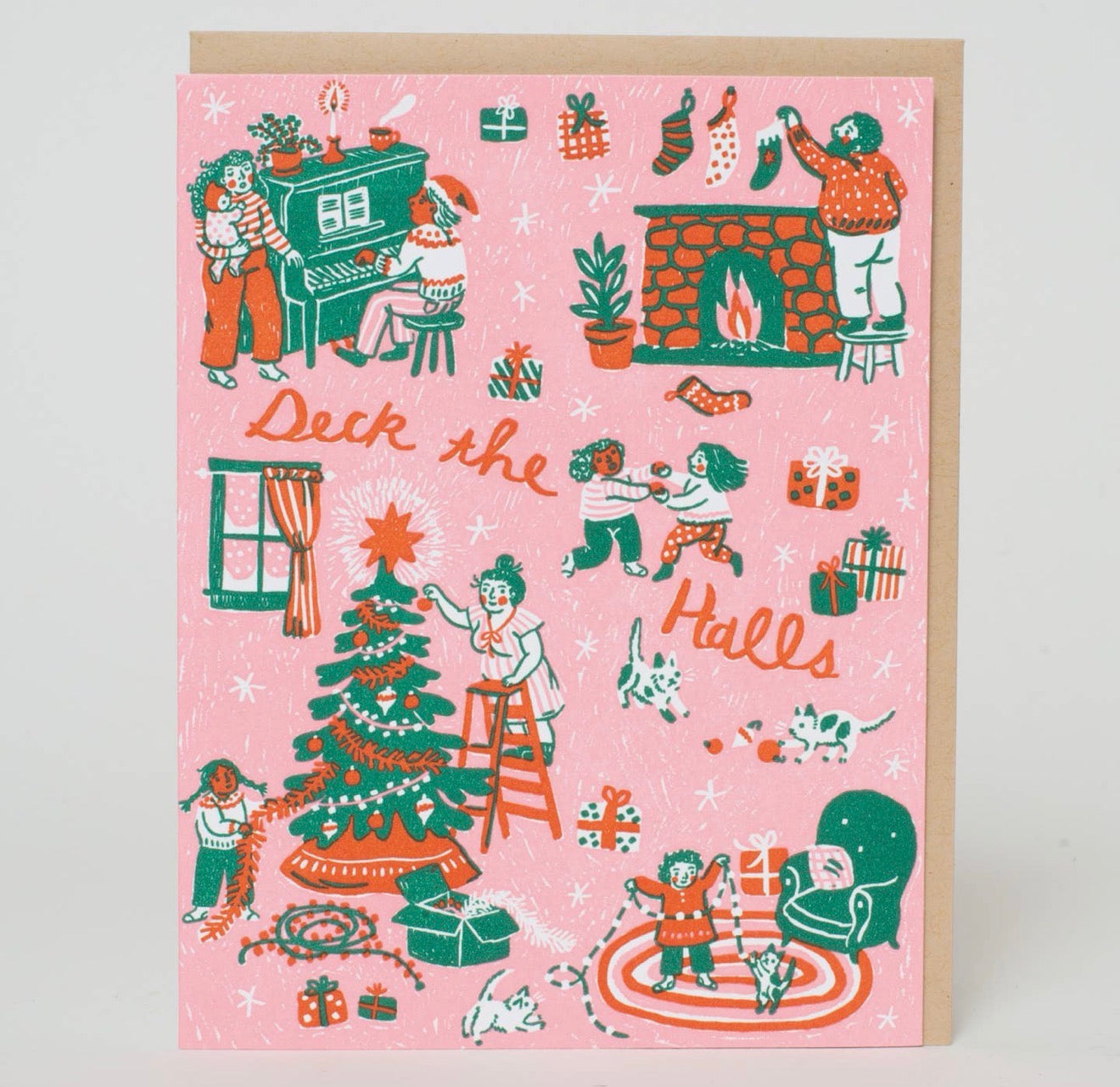 Deck the Halls Christmas Letterpress Greeting Card