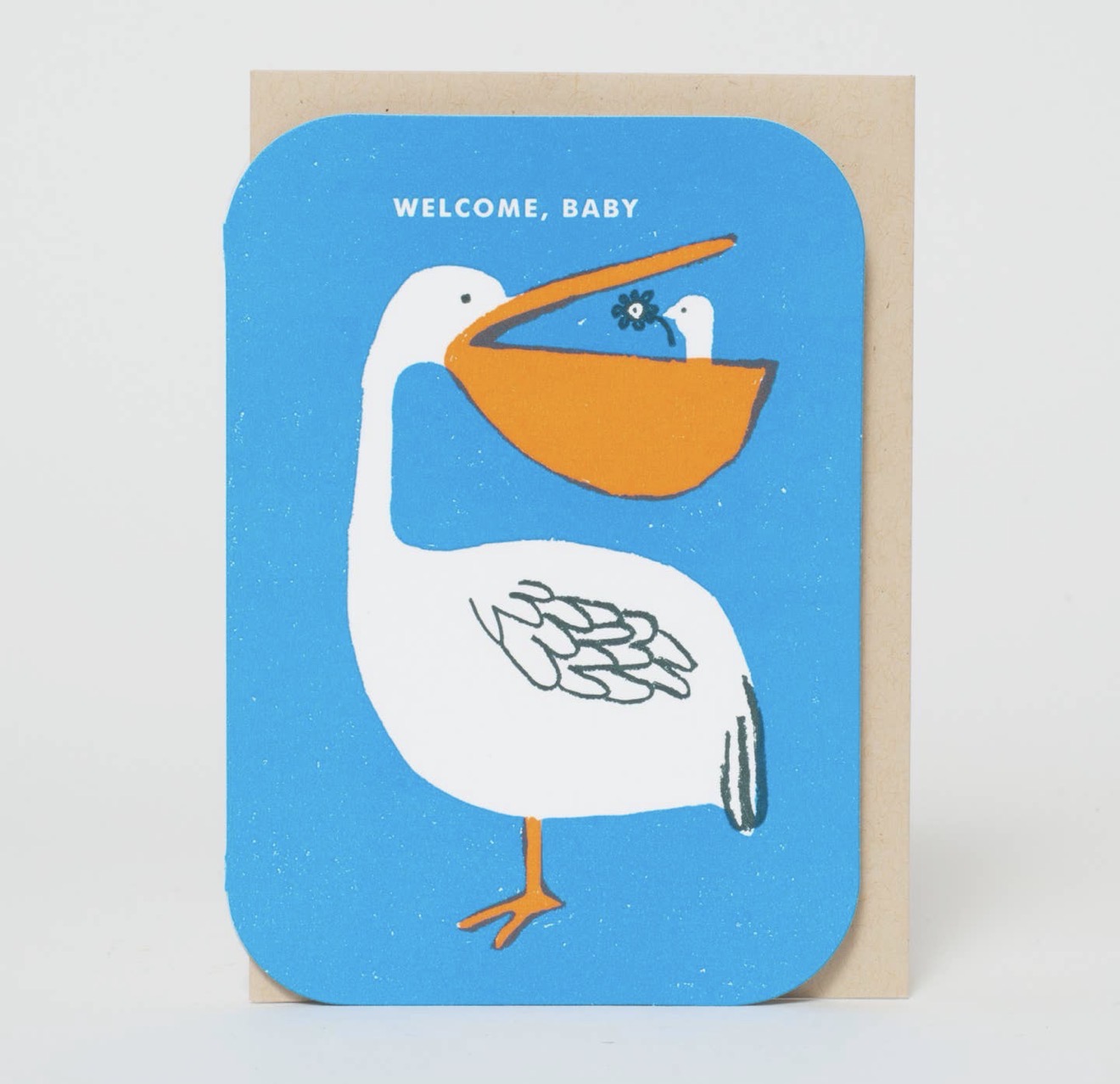 Baby Congrats Pelican Welcome Letterpress Greeting Card