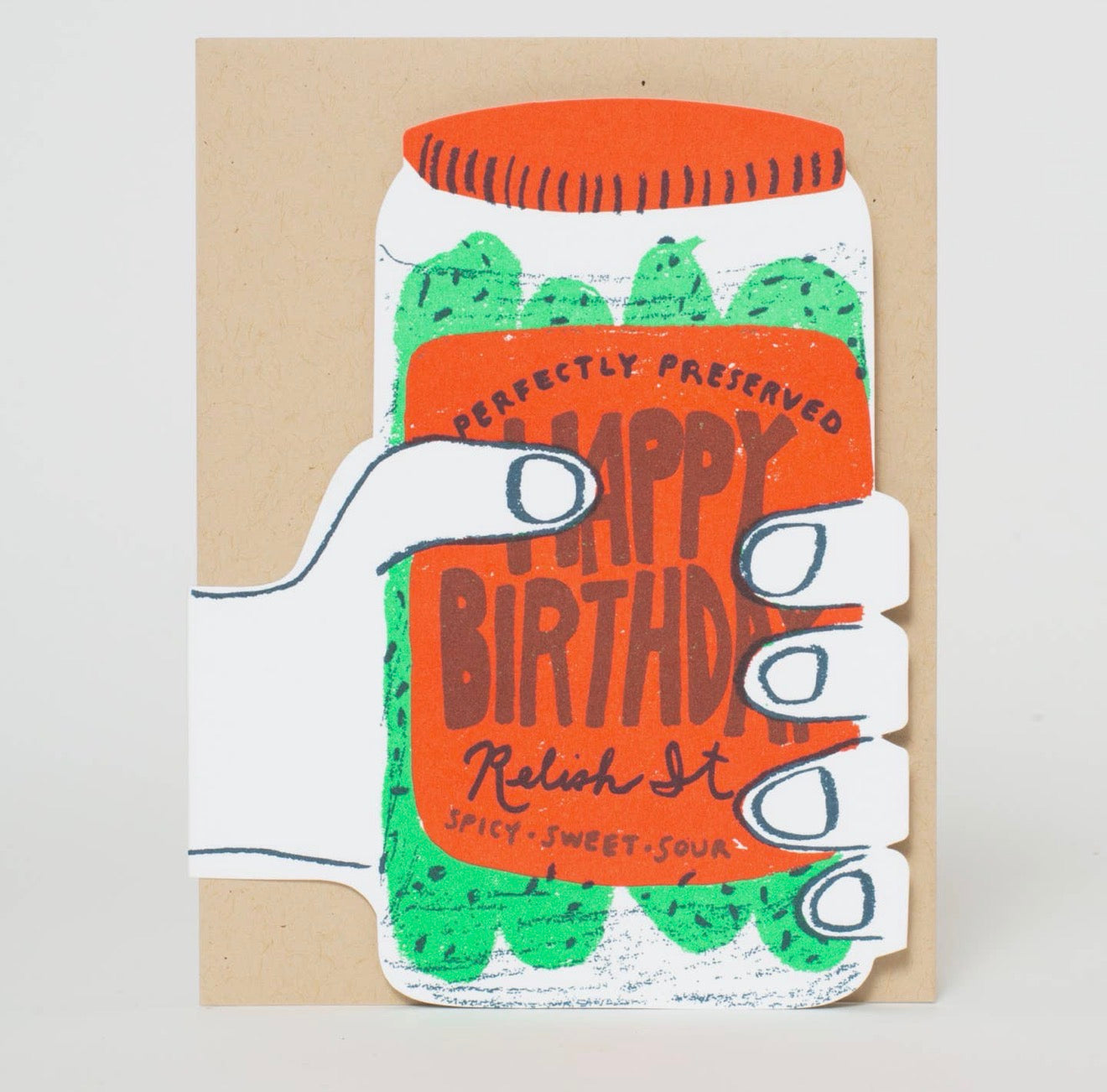 Pickle Birthday Die-Cut Letterpress Greeting Card