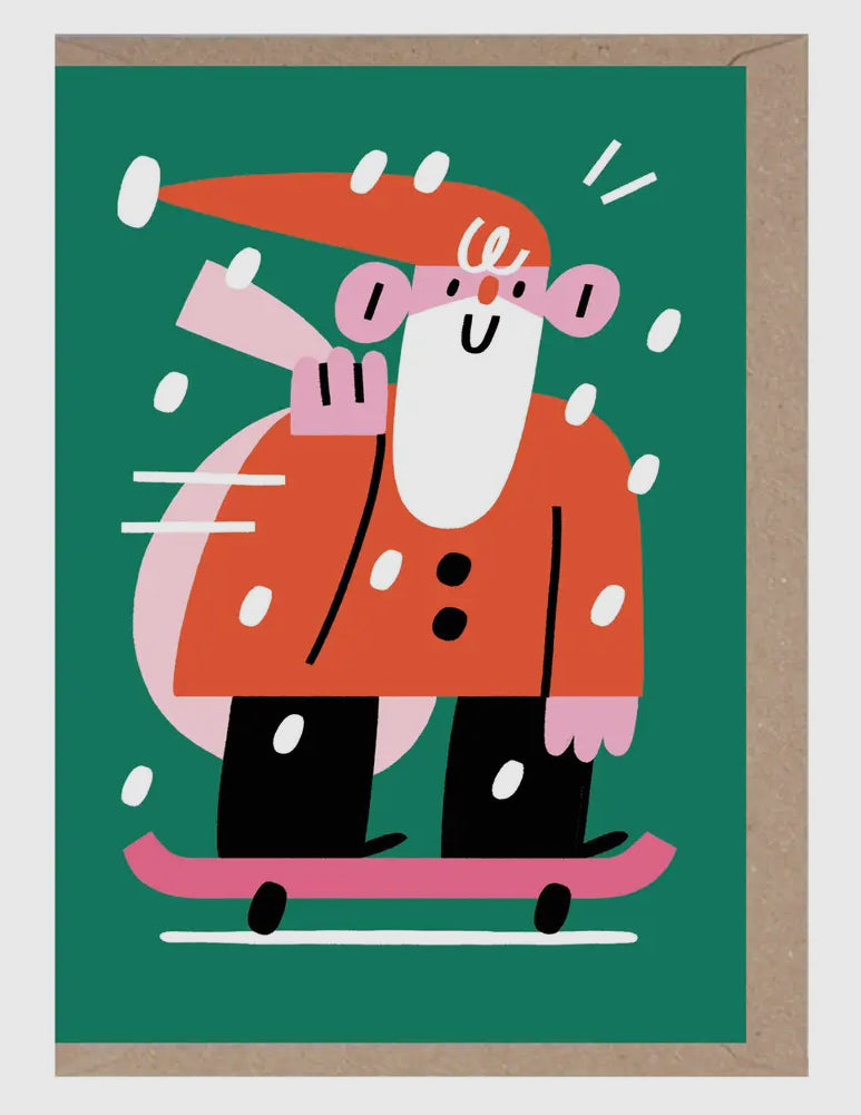 Skating Santa Card