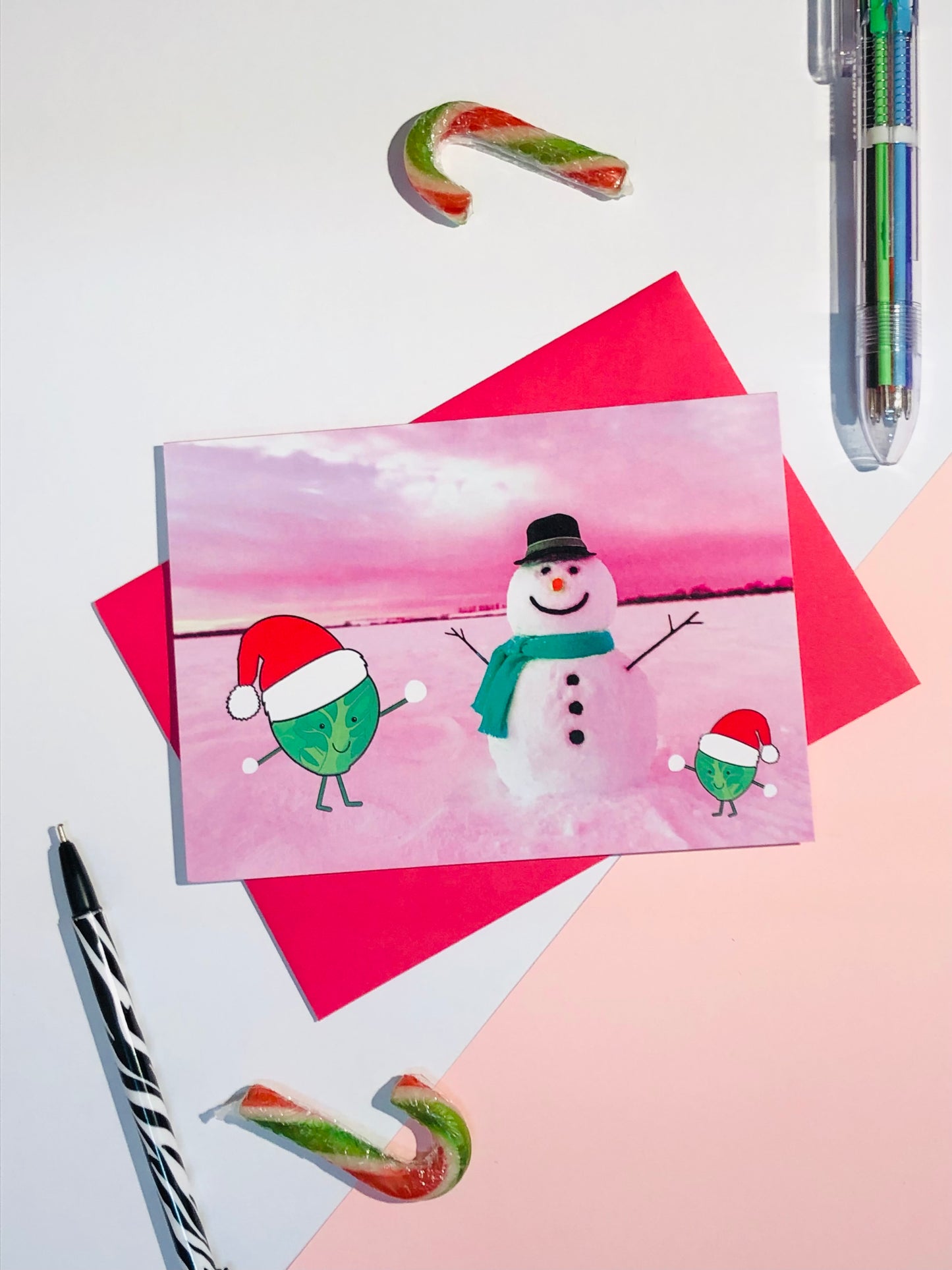 Sprout Snowman Christmas Card