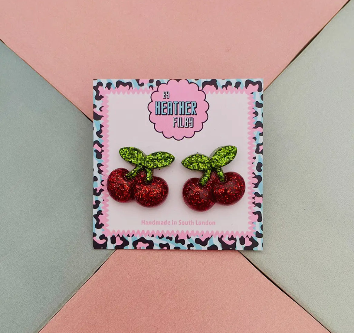 Cherry Glitter Stud Earrings