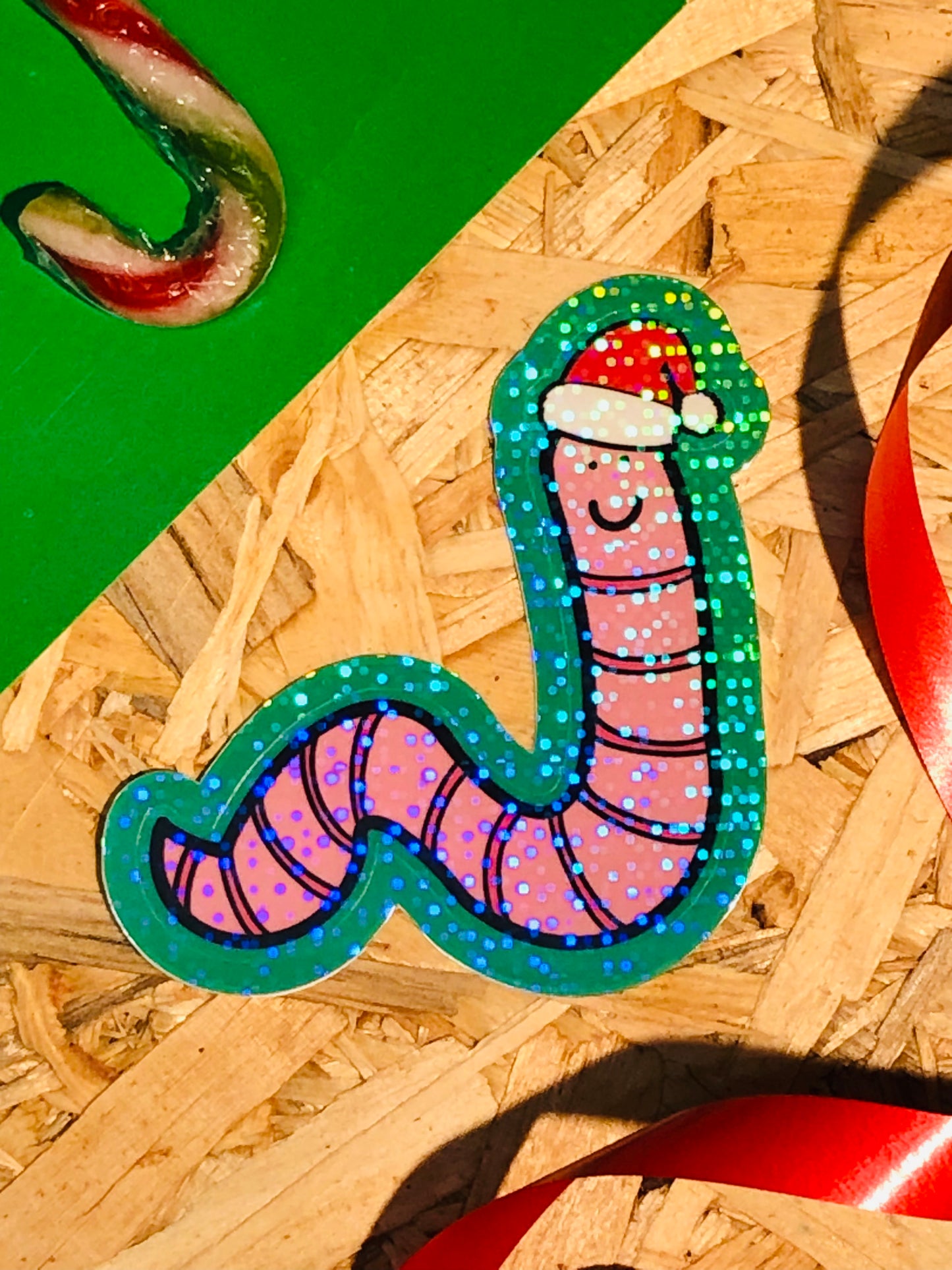 Christmas Worm Sticker