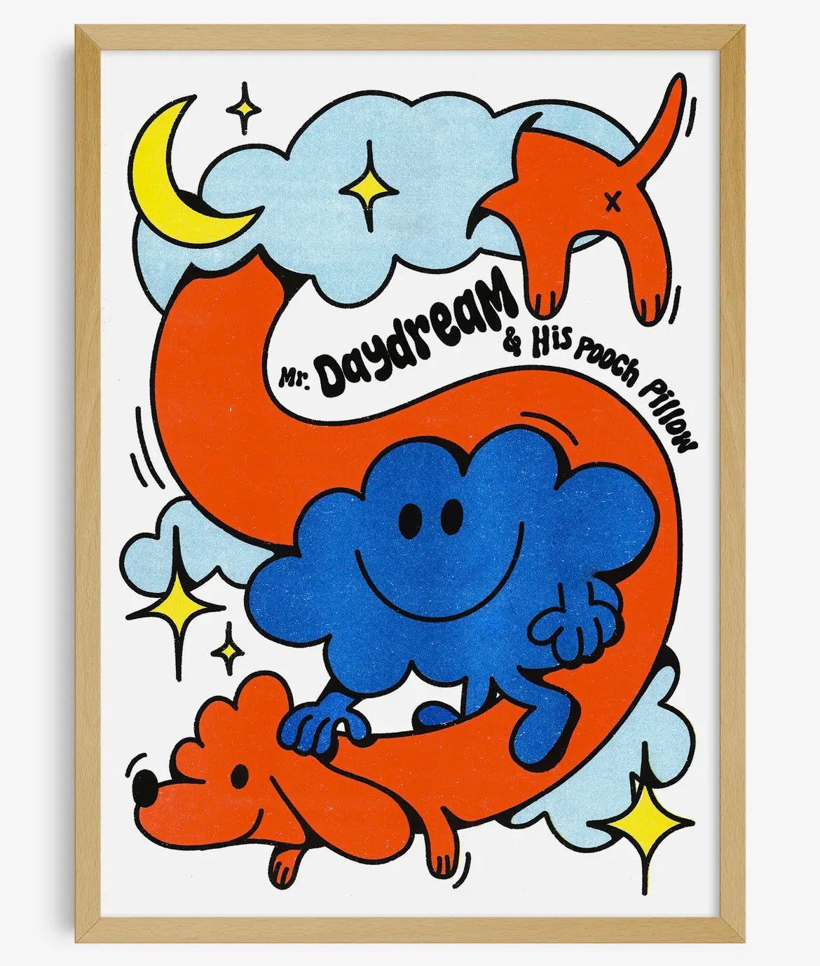 Mr Daydream and His Pooch Pillow A3 Print