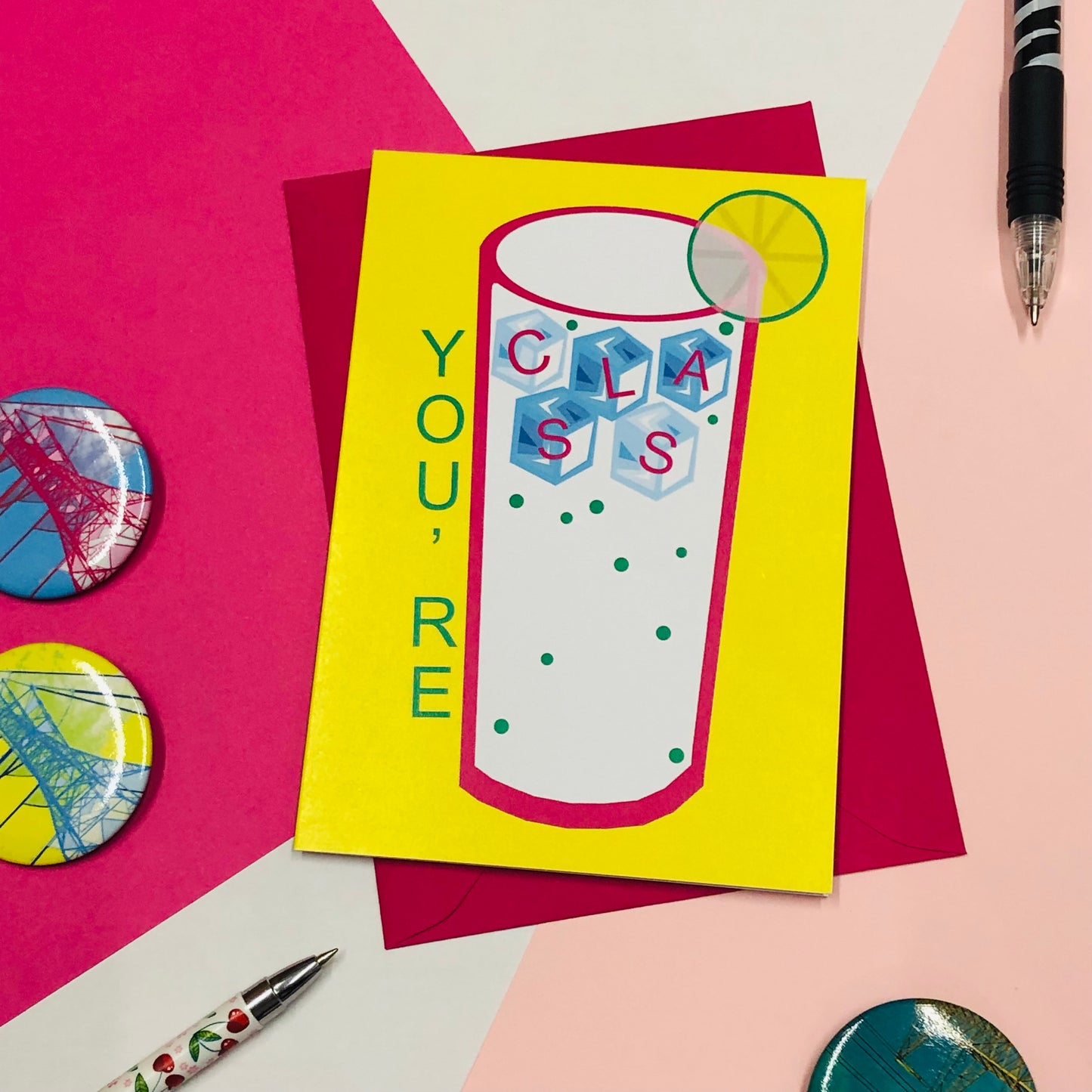 Class in a Glass Greetings Card