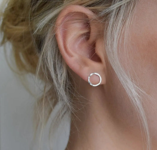 Dimple Hammered Circle Studs