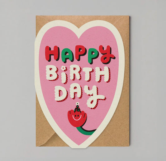 Happy Birthday Heart Die Cut Card
