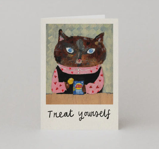 Treat Yourself Card Cat Birthday Card