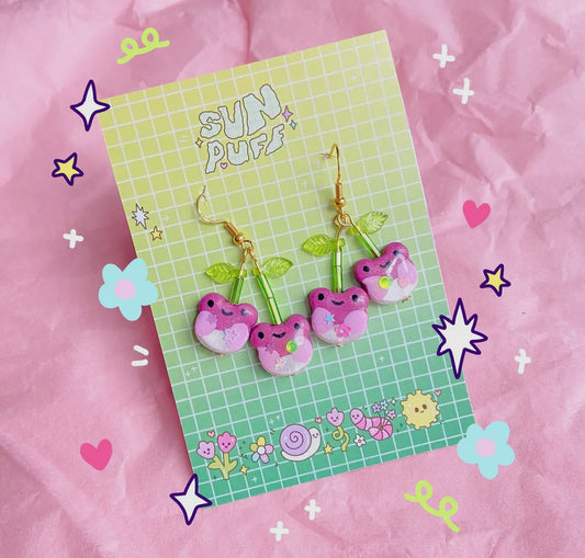 Cherry Frog Earrings