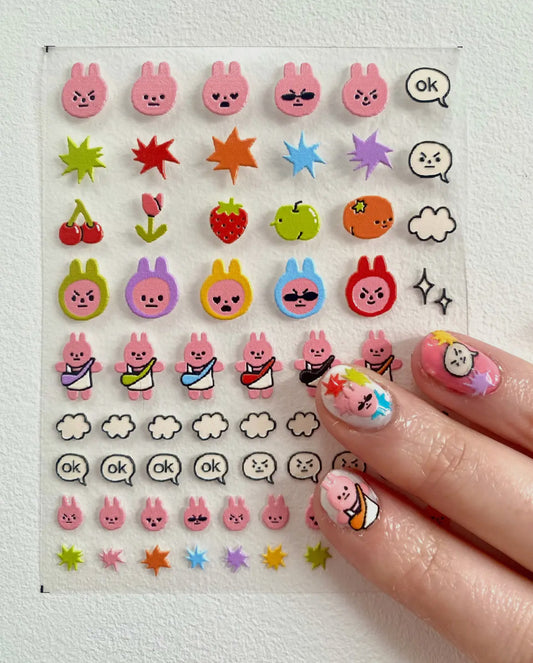 3D Nail Stickers Pink Rabbits