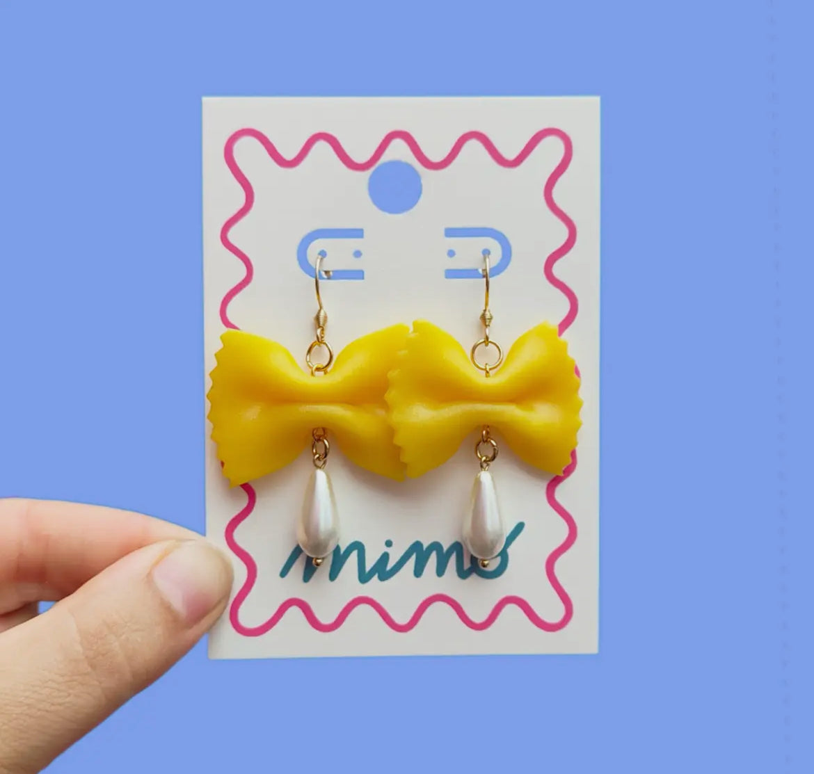 Pasta & Pearl Handmade Polymer Clay Gold Plated Earrings