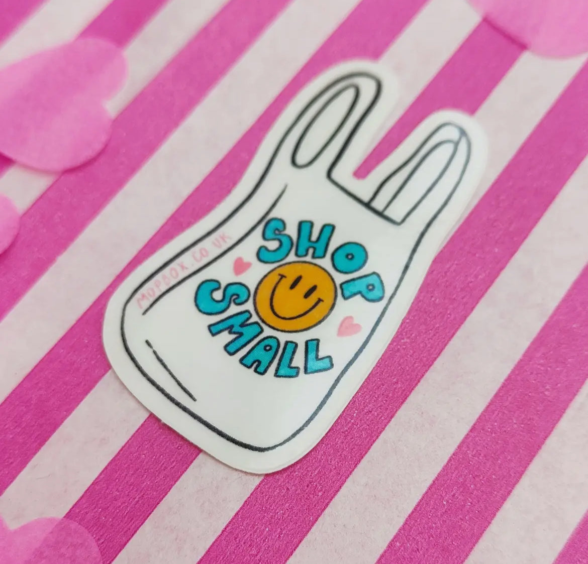 Shop Small Retro Shopping Bag Sticker