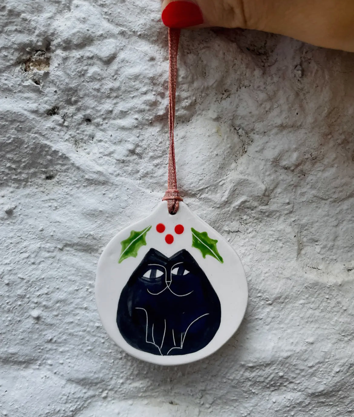 Holly Cat Ceramic Decoration