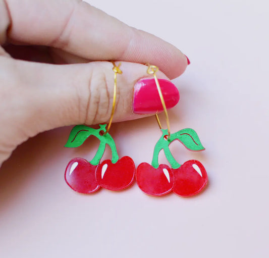 Cherry Hoop Earrings