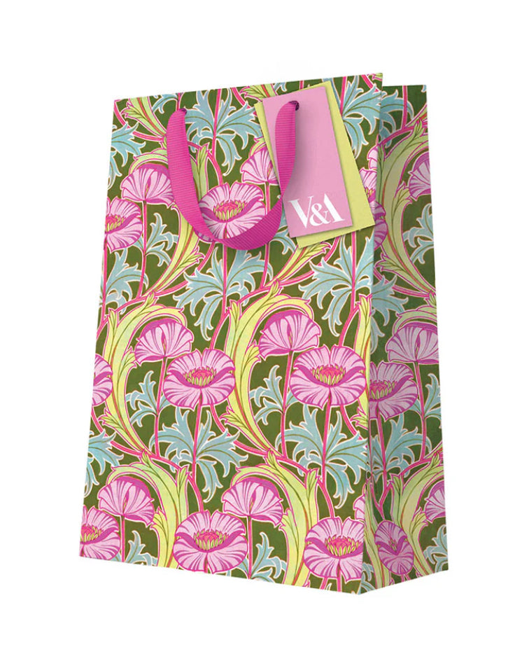 Neon Floral Pink Poppies Large Gift Bag