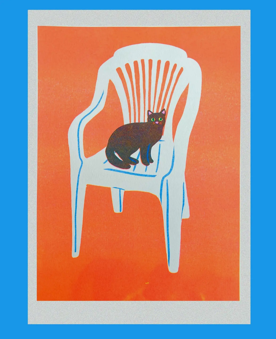 Cat in Chair Riso Print