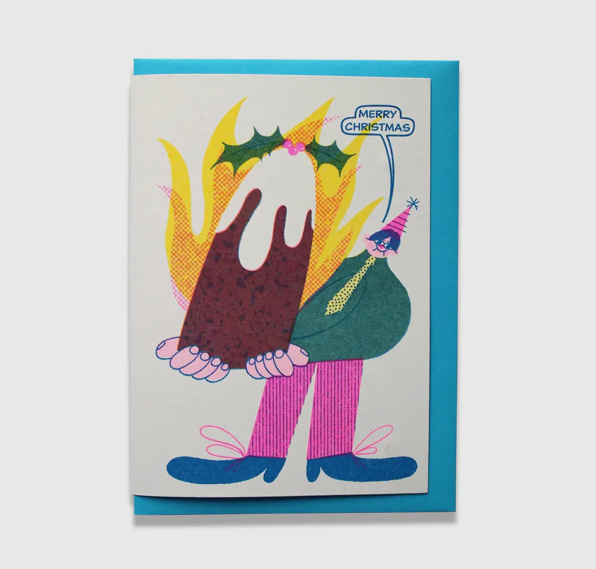 Xmas Pudding Riso Greetings Card