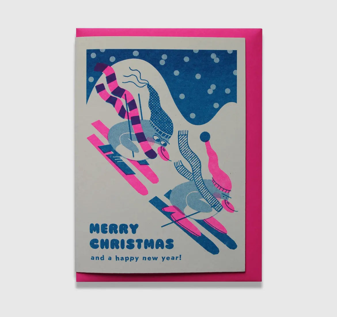 Skiing Riso Greetings Card