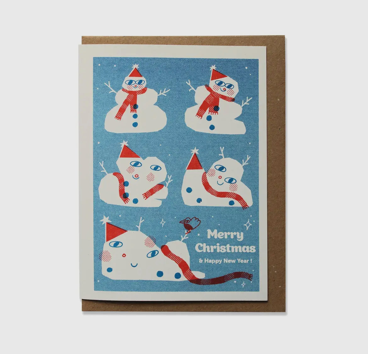 Melting Snowman Riso Greetings Card