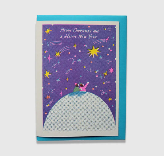 Star Gazing Riso Greetings Card