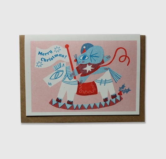 Xmas Mouse Riso Greetings Card