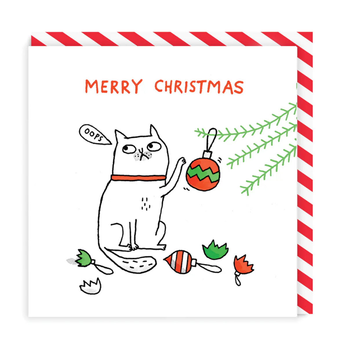 Oops Cat Merry Christmas Greeting Card