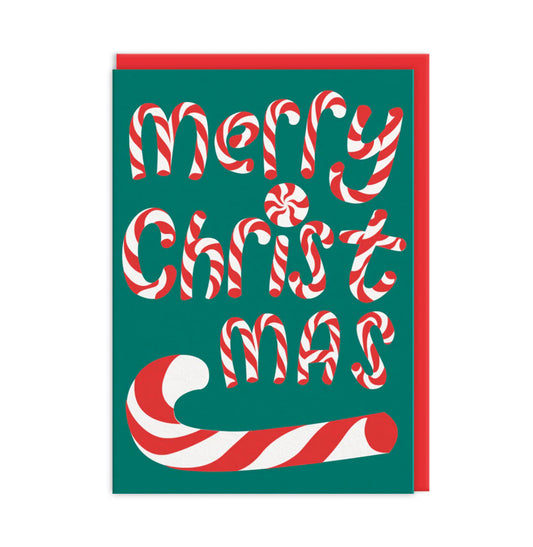 Merry Christmas Candy Cane Greeting Card