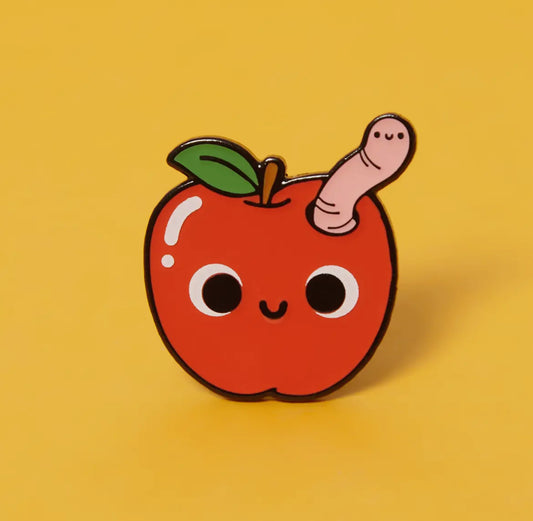 Apple and Worm Enamel Pin Badge