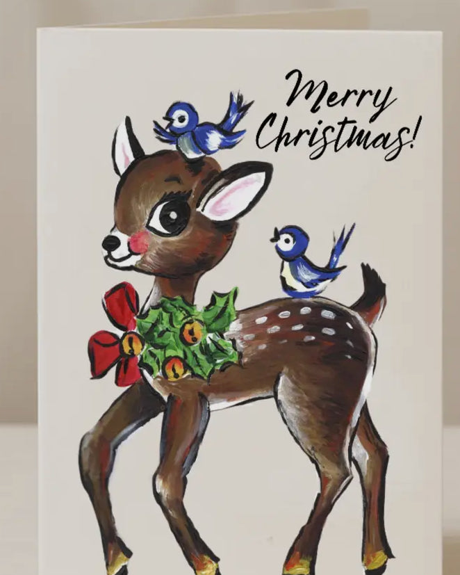 Merry Christmas Retro Deer Card