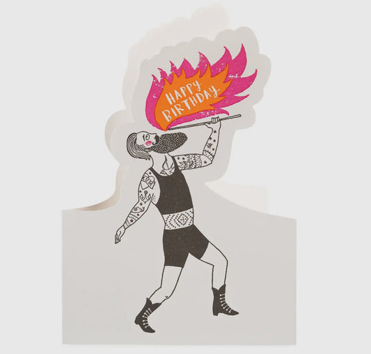 Happy Birthday Fire Breather Letterpress Card