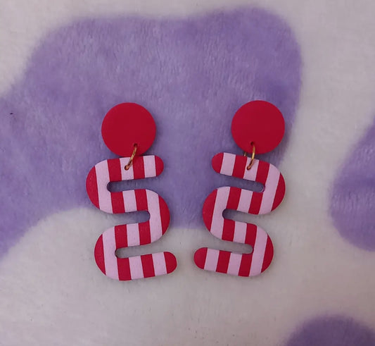 Polymer Clay Wiggle Stripe Statement Earrings