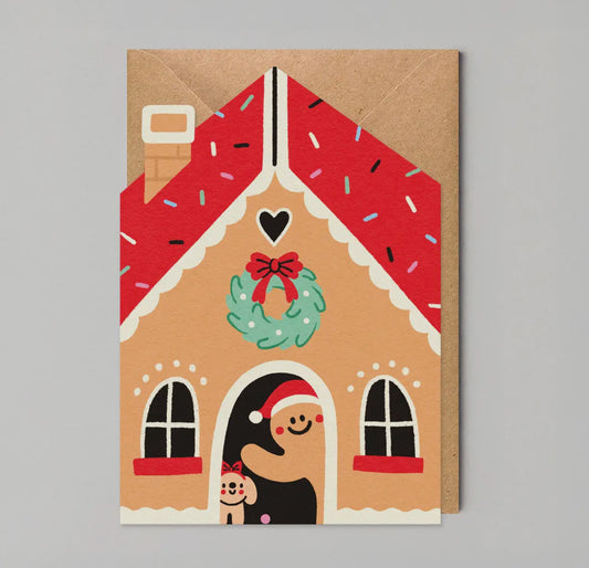 Gingerbread House Die Cut Christmas Card