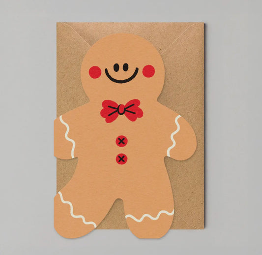 Gingerbread Man Die Cut Christmas Card