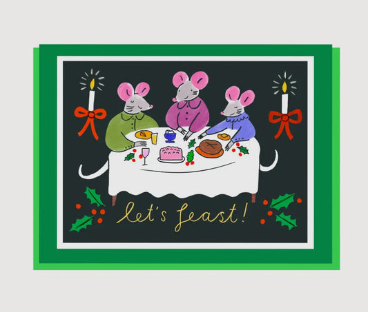 Feasting Christmas Mice Card