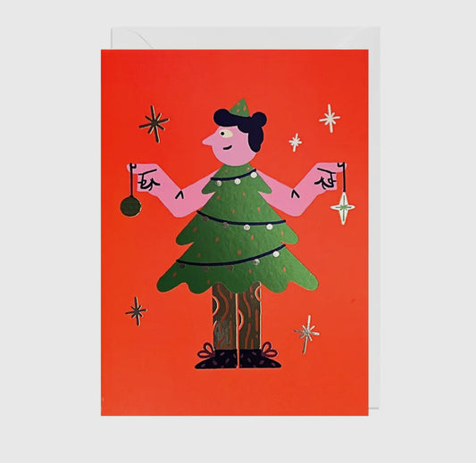 Christmas Tree Dress Foil Card