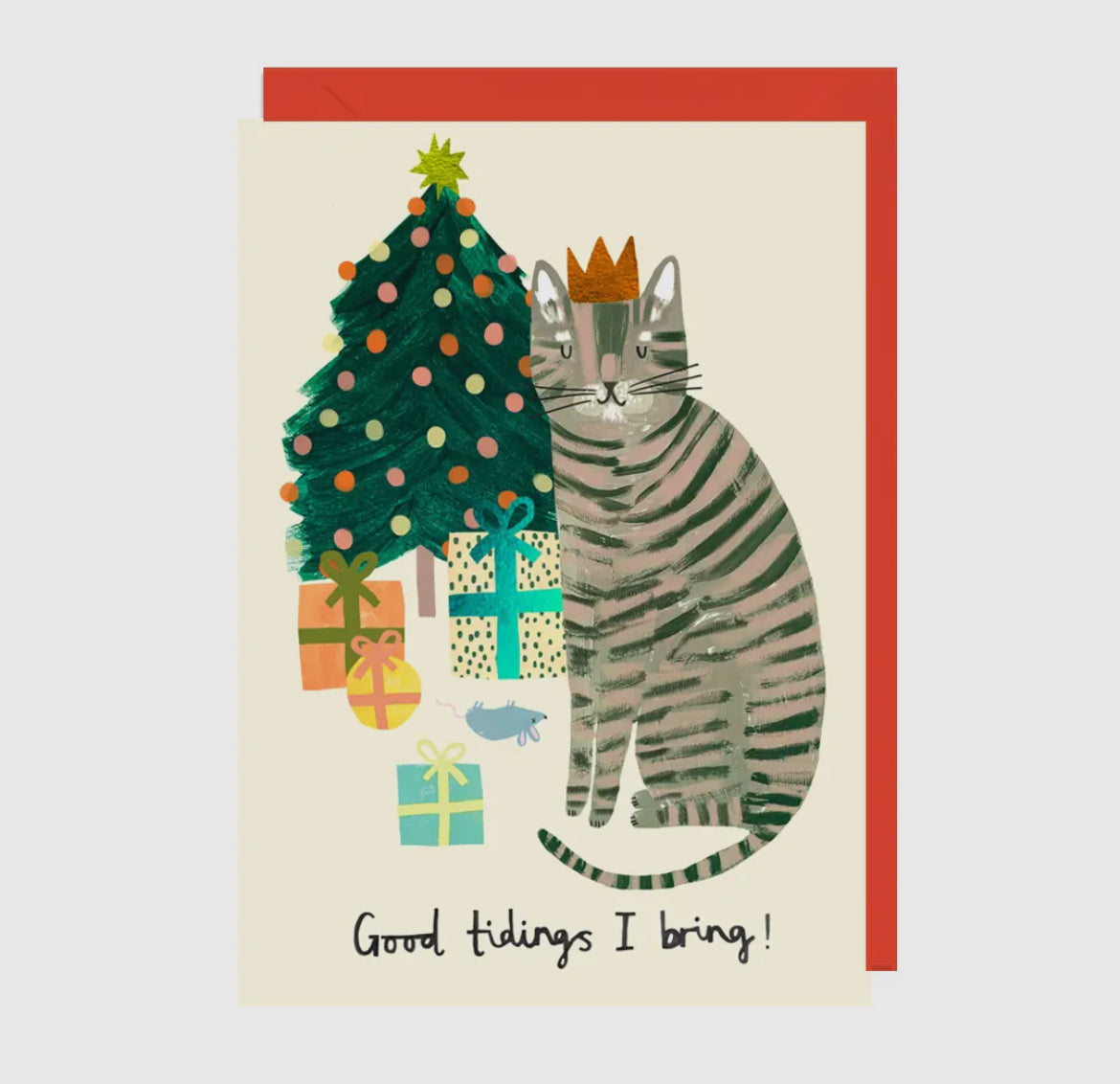 Good Tidings Cat Foil Card