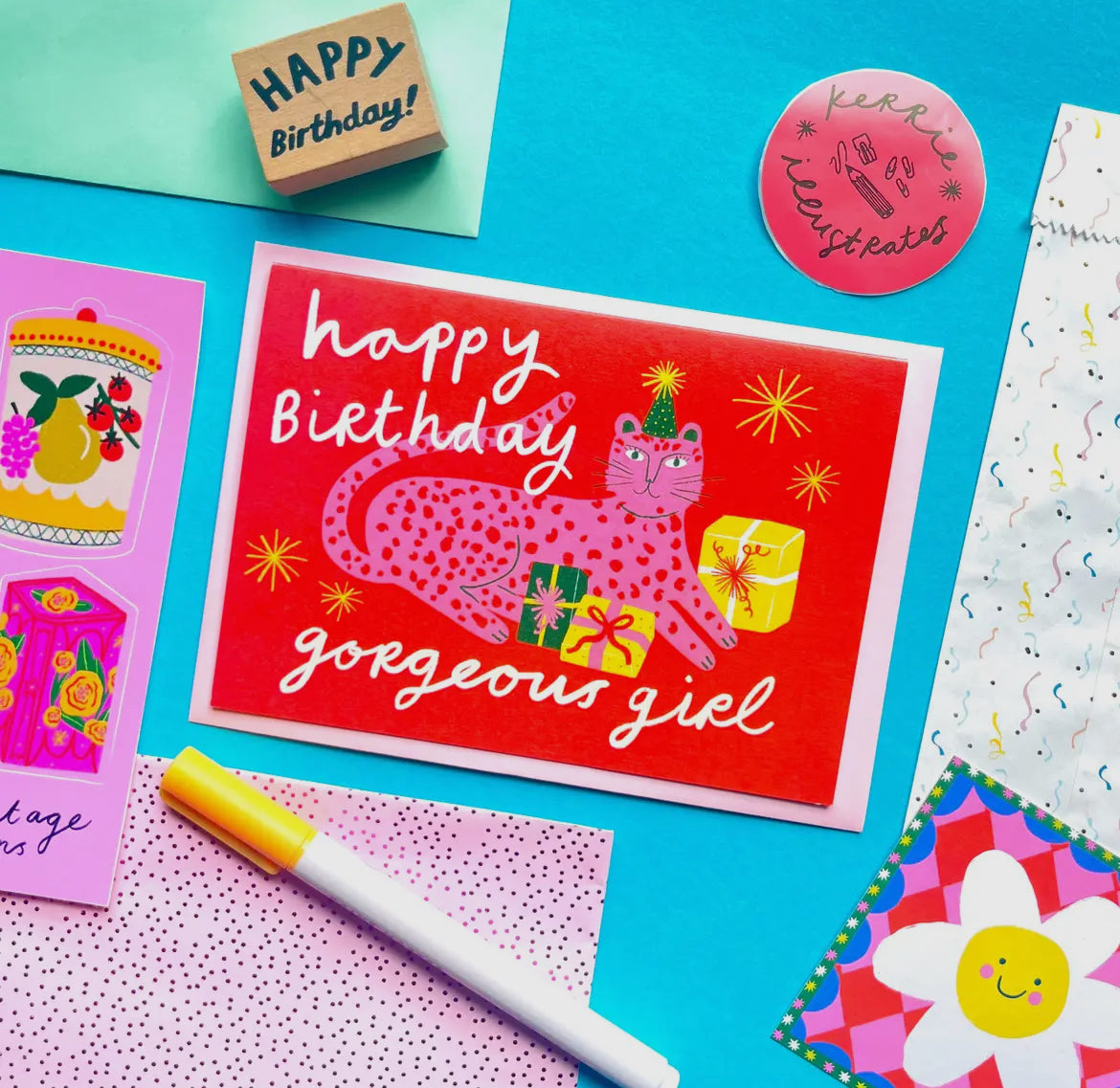 Happy Birthday Gorgeous Girl Leopard Greeting Card