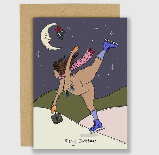 Skating Under the Moon Christmas Card