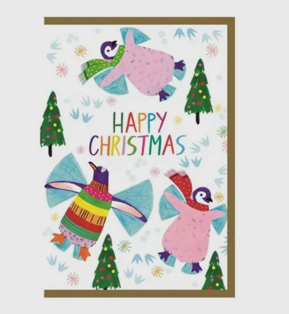 Penguins in the Snow Christmas Card