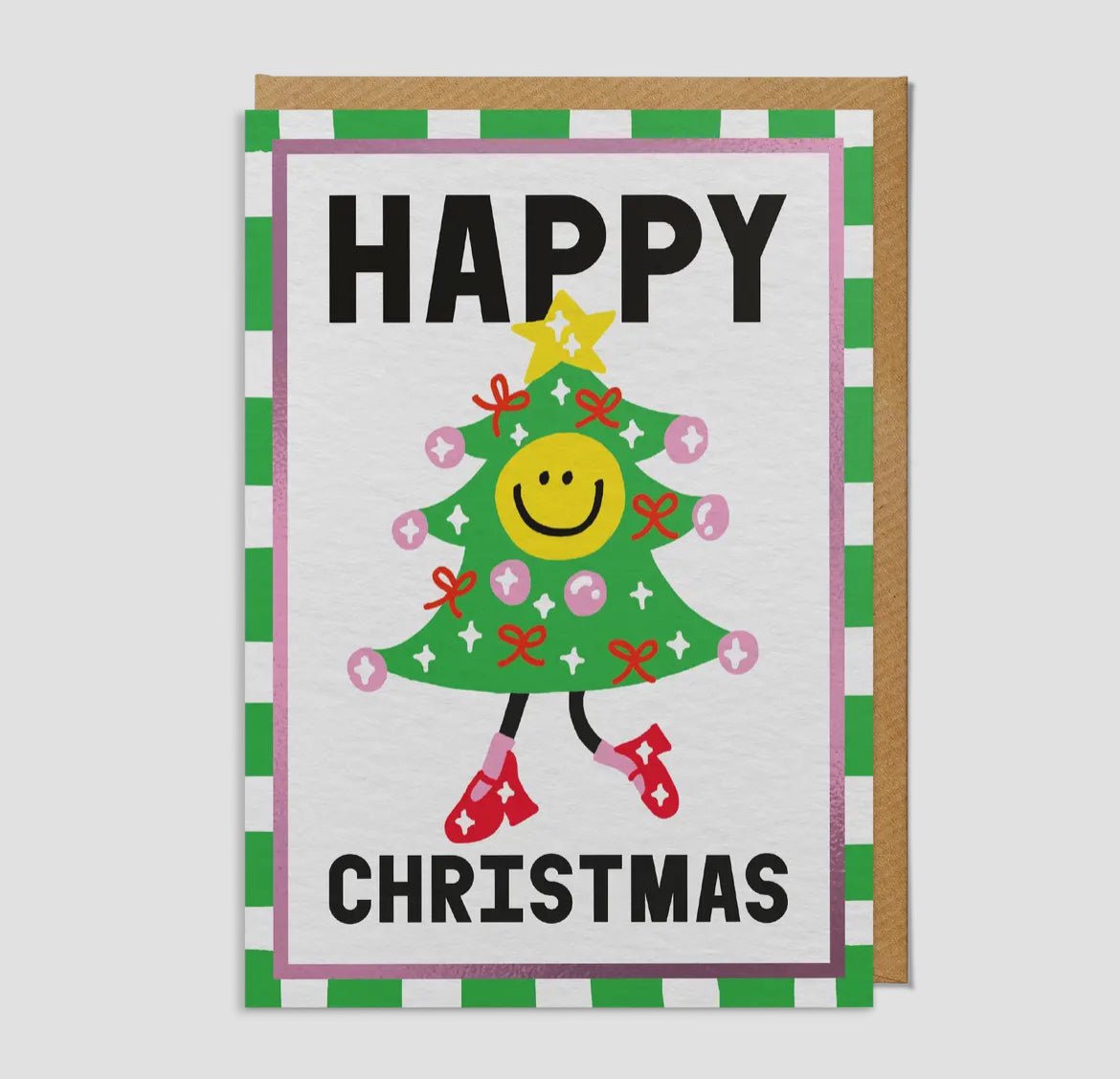 Happy Christmas Smiling Tree Card