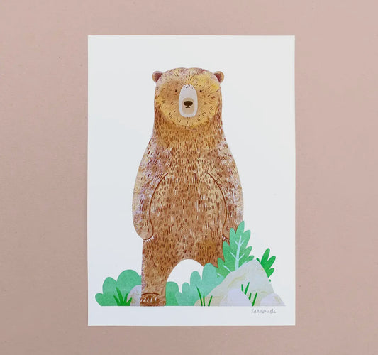 Standing Bear Risograph Print