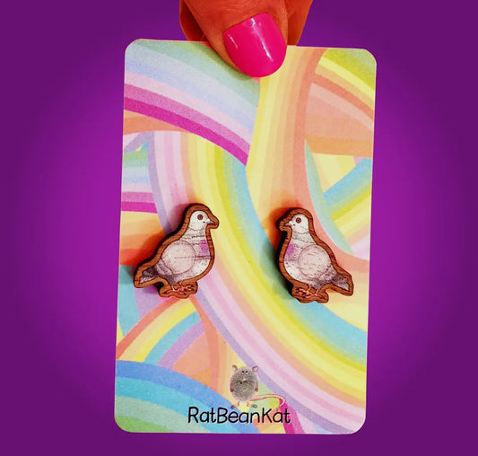 Wooden Pigeon Earrings