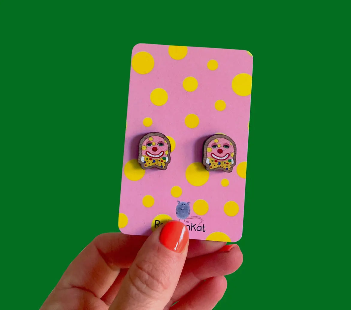 Wooden Mr. Blobby Earrings