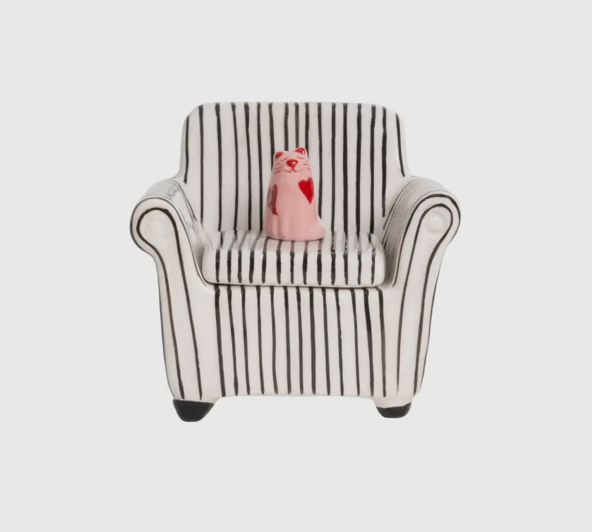 Trinket Box Striped Sofa Cat