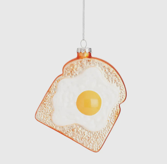 Fried Egg On Toast Shaped Bauble