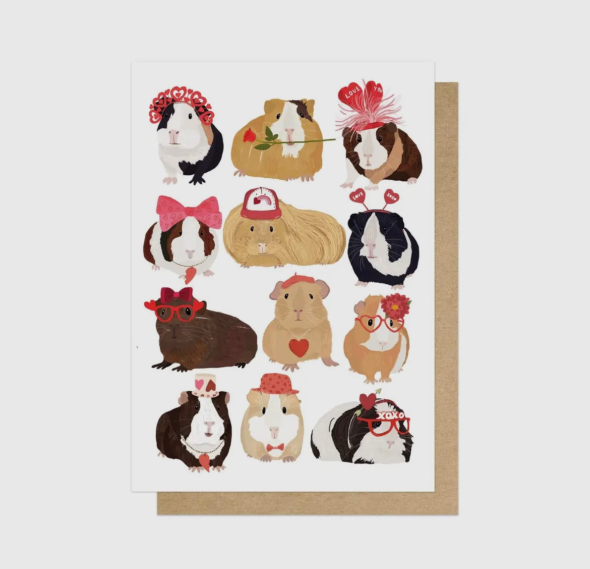 Heart Guinea Pigs Greetings Card