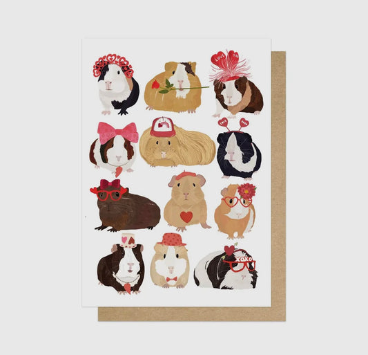 Heart Guinea Pigs Greetings Card