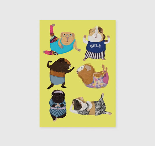 Guinea Pig Aerobic Postcard