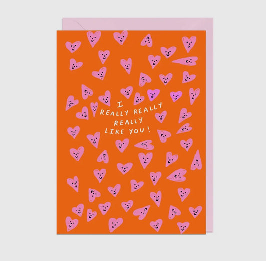 Really Like You Hearts Card