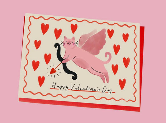 Cupid Kitty Valentine’s Greeting Card